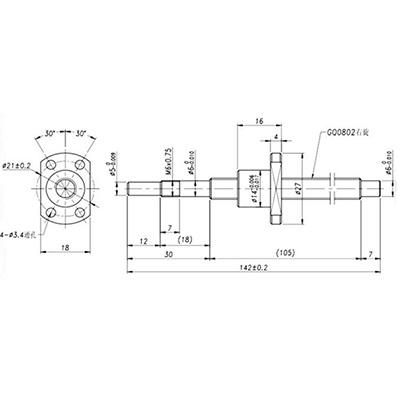 Ground ball screw 0602 or 0802 with machine end