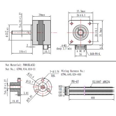 NEMA14 Threaded Stepper with ACME lead screw