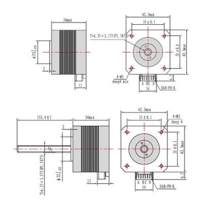 ACME lead screw D6.35mm threaded NEMA17 linear stepper