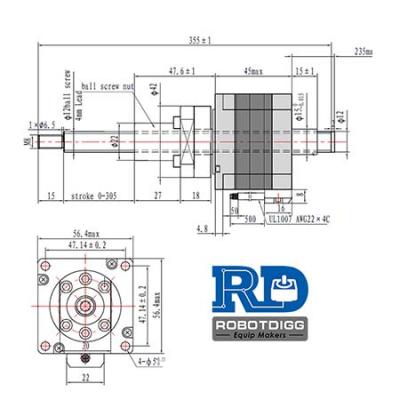 Non-captive NEMA23 Stepper Motor Ball Screw Linear Actuator