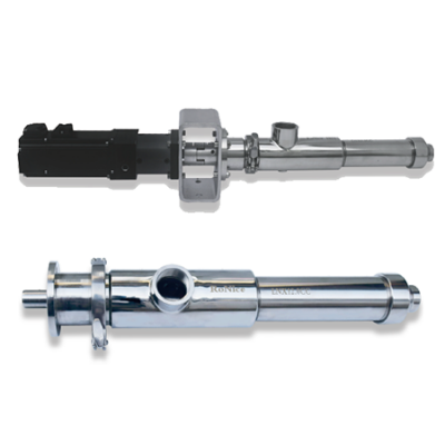 Stepper or servo motorized screw pump for metering and filling