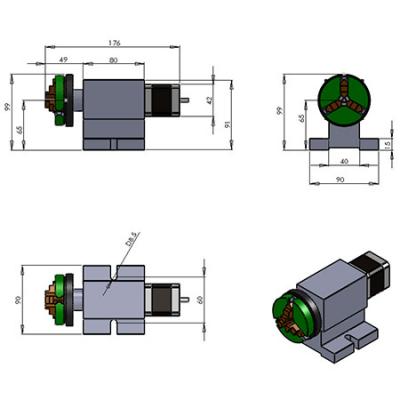 Stepper motorized harmonic drive the 4th A axis