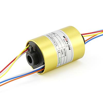 Slip ring hollow shaft through bore rotating miniature electrical connector